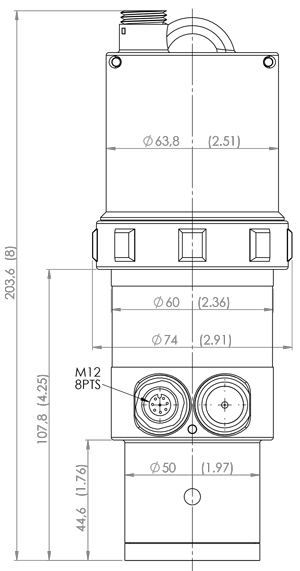 Dimensions of the radar level sensor LNR06V4
