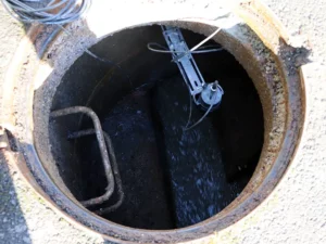 Ultrasonic sensor for level and flow installed on channel, manhole sewers Water height sensors