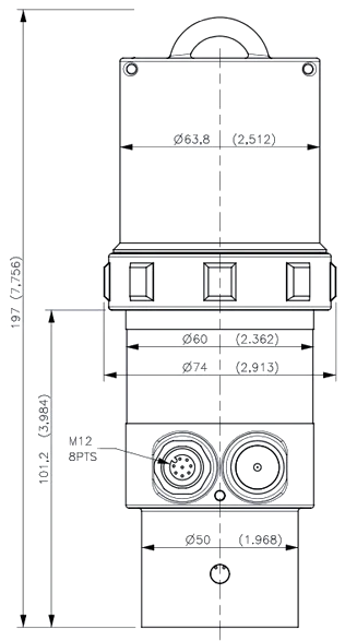 Dimensions du capteur de niveau applications process