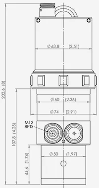 Dimensions of the radar level sensor LNR06V4