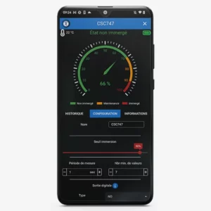 App mobile de configuration du détecteur de surverse CSCV4