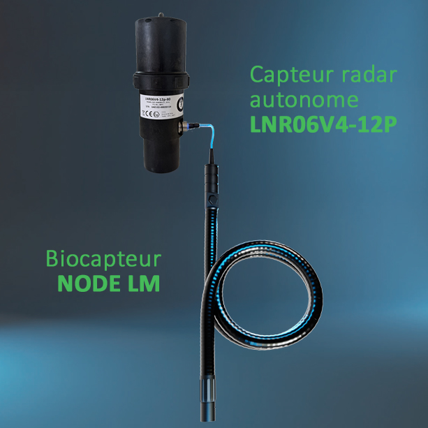 Capteur radar de niveau d'eau connecté au bio capteur Node LM